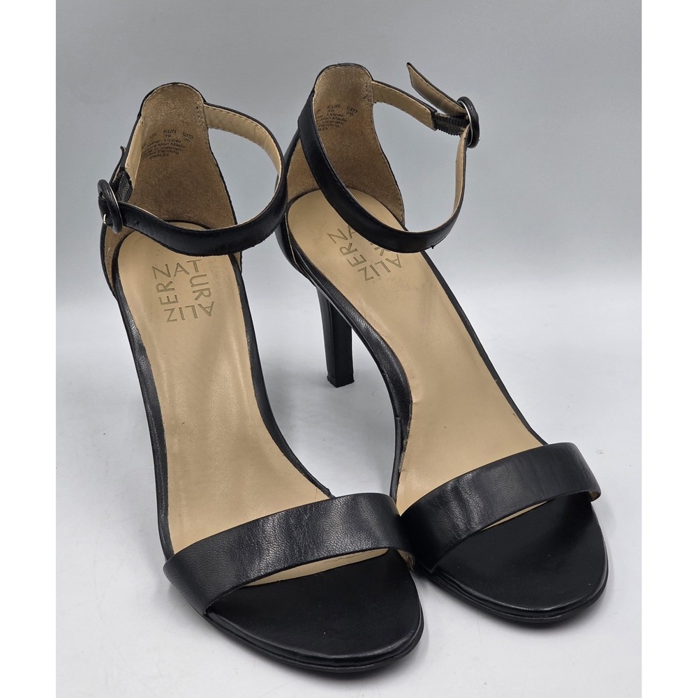 Naturalizer Kinsley Ankle Strap Dress Sandals Black Leather Women's 9M